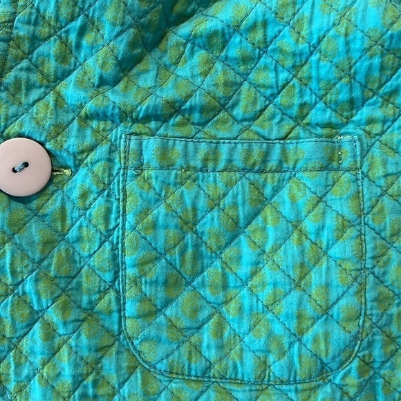 Vintage Quilted Reversible Norm Thompson Green Teal Paisley Print Cotton Jacket - Picture 10 of 16